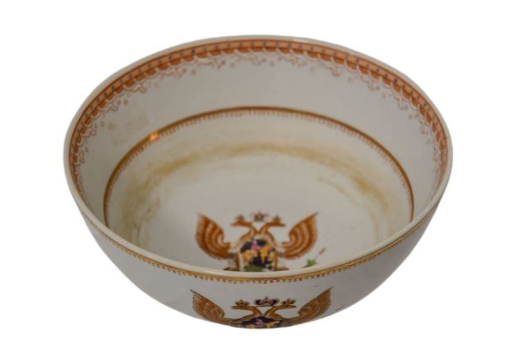 Chinese Export Armorial Porcelain Bowl with Russian Coat of Arms