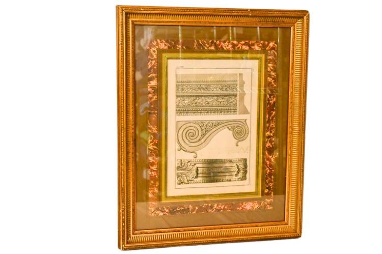 Architecture Engraving Print Framed