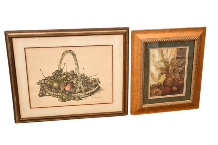 Two (2) Framed Still Life Prints one signed Anne Hershenburg