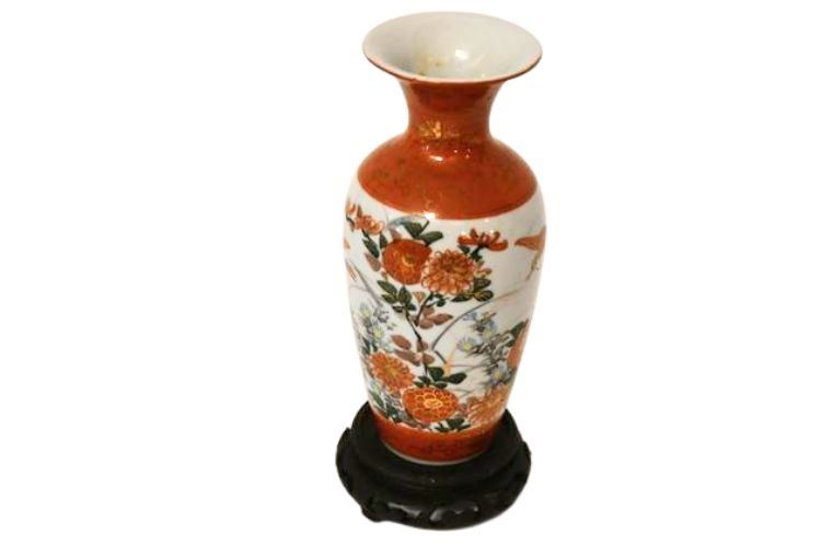 Vintage Kutani Porcelain Vase with Mount