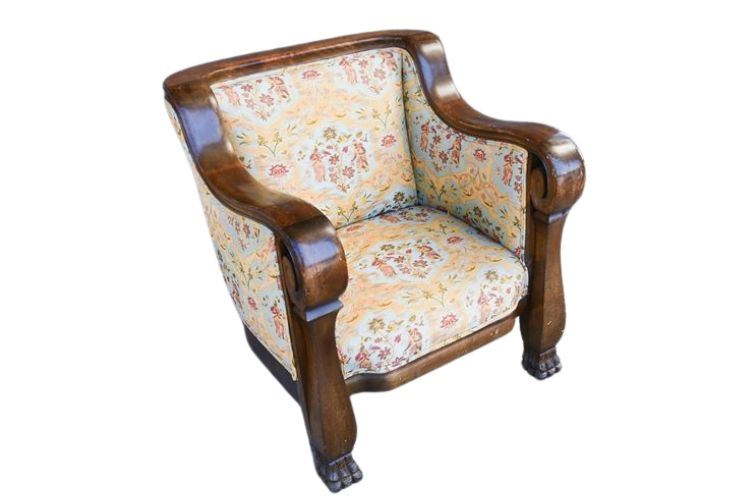 Antique Empire Mahogany Framed Armchair