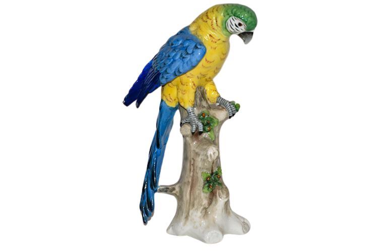 Capodimonte Polychrome Porcelain Parrot Figurine