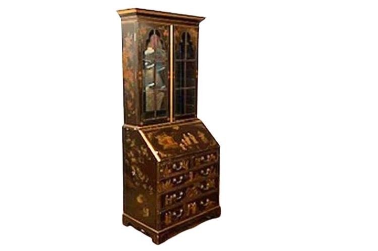 Vintage Chinoiserie  Secretaire Bookcase