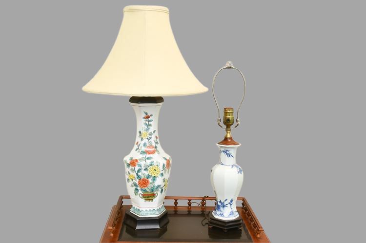 Pair Chinese Style Porcelain Table Lamps