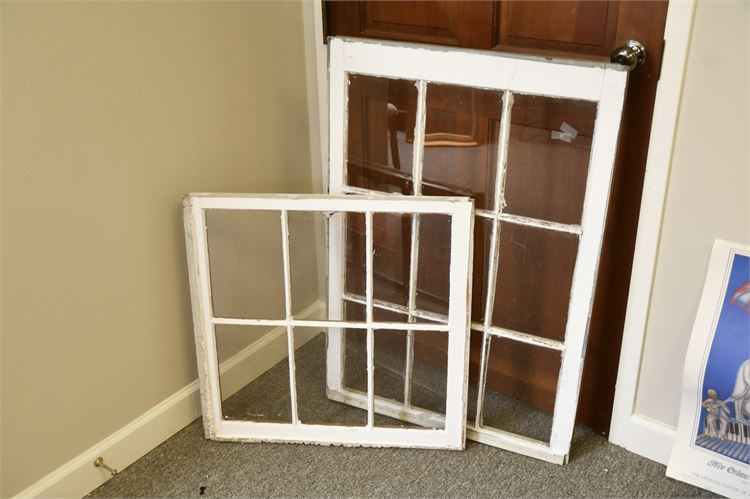 Two (2) Six Pane Glass Window Frames