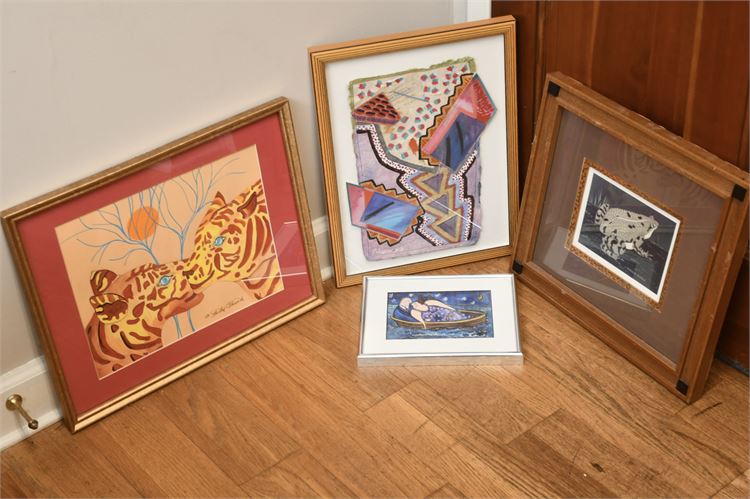 Group of Four (4) Framed Artworks