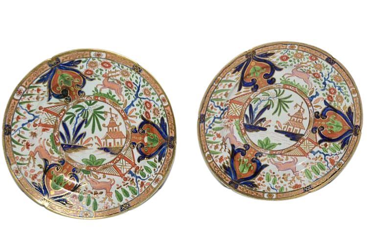 Pair Antique Imari Pattern Plates