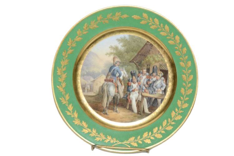 SEVRES FRENCH MILITARY  PORCELAIN CABINET PLATE