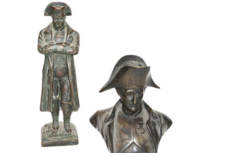 Pair of Napoleon Bonaparte Bronze Standing and Bust Sculptures