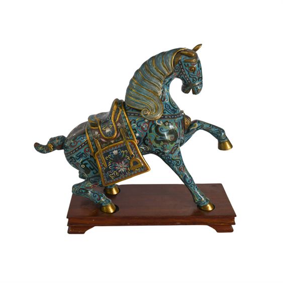 Vintage Chinese Cloisonne Rearing Horse