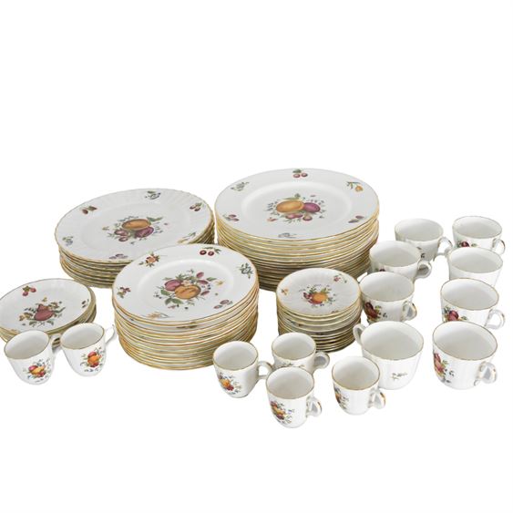 61-pcs of Royal Worcester Delecta Fruit Flower Tea Cups & Saucers Set