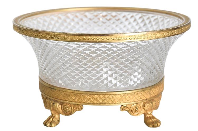 French Gilt Bronze and Crystal Empire Center Bowl