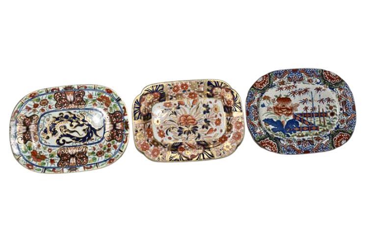 Set of Three (3) Vintage English Imari Platters