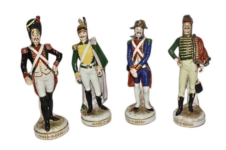 Set of Four (4) Vintage Sevres Soldier Figurines