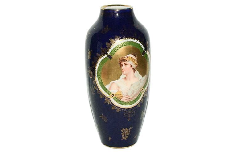 Vintage Cobalt Blue Portrait Vase