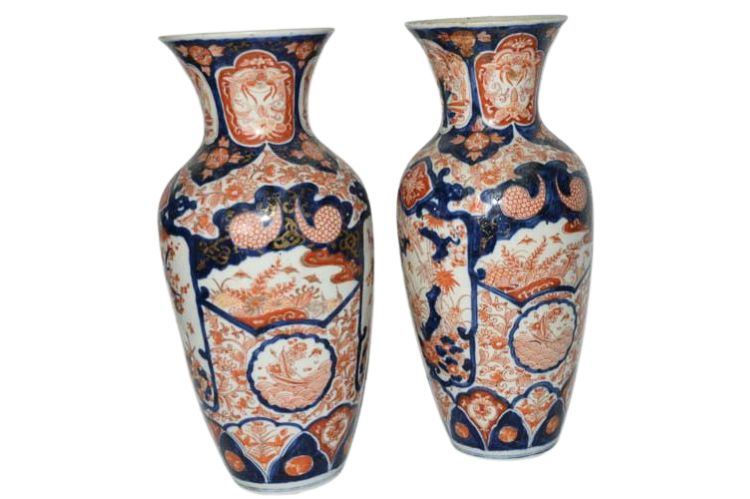 Pair of Japanese Imari Pattern Vases