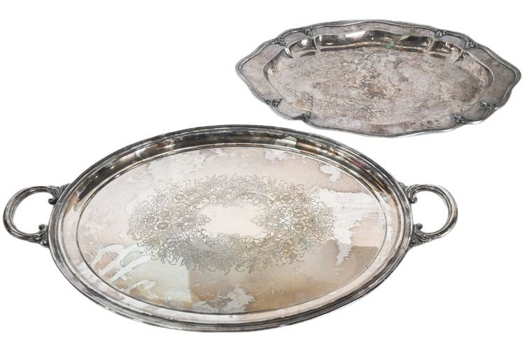 Two (2) Vintage Silver Trays
