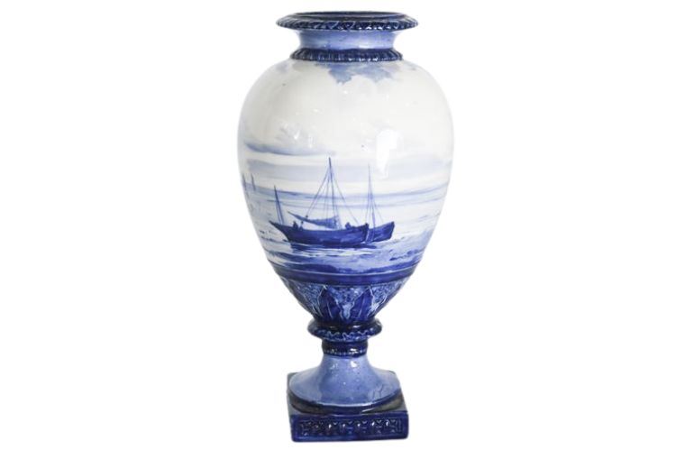 Vintage Royal Doulton Blue and White Nautical Vase