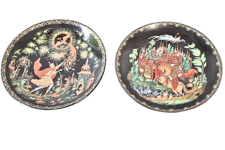 Pair of Bradex Series Tianex Russian Legends Fairytales Collector Plates