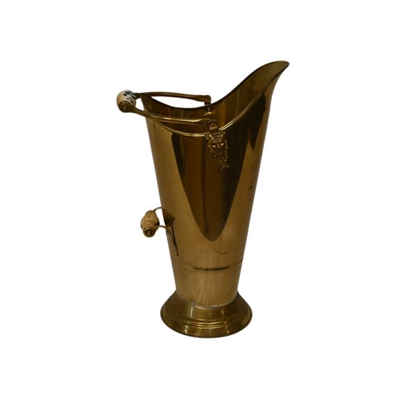 Vintage Tall Brass Coal Scuttle Bucket