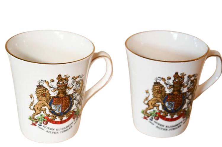 Two (2) Queen Elizabeth II Silver Jubilee 1952-1977 Mug Bone China