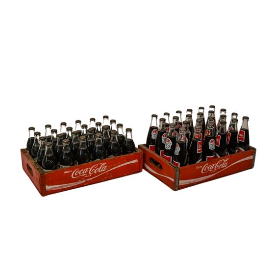 Two (2) Vintage Collector Coca-Cola Crates and Bottles