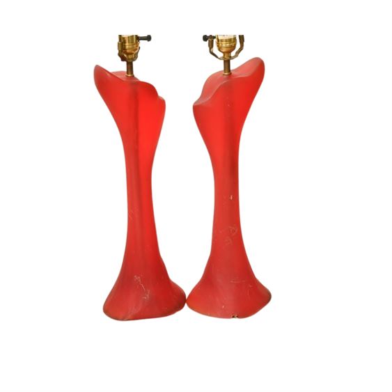 Two (2) Red Deco Table Lamps