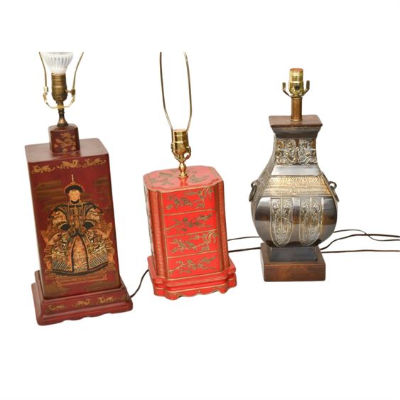 Three (3) Vintage Chinoiserie Lamps