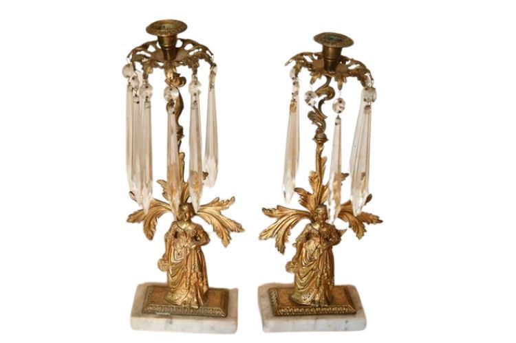 Pair of Figural Bronze Girondales 19th Century