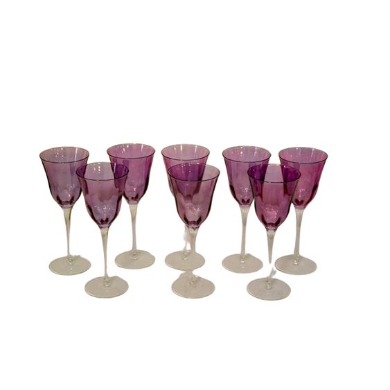 Set of Eight (8) Purple Wine Glasses