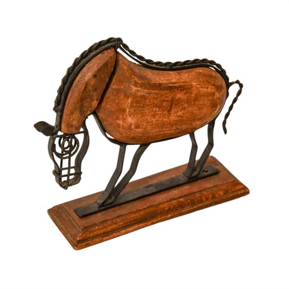 Brass and Wood Deco Horse Figure