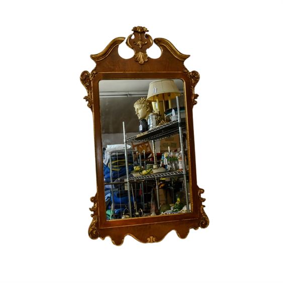 La Barge Georgian Style Mirror with Distressed Gilt Accents