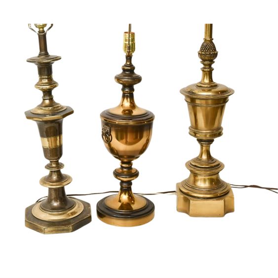 Three (3) Vintage Brass Trophy Lamps