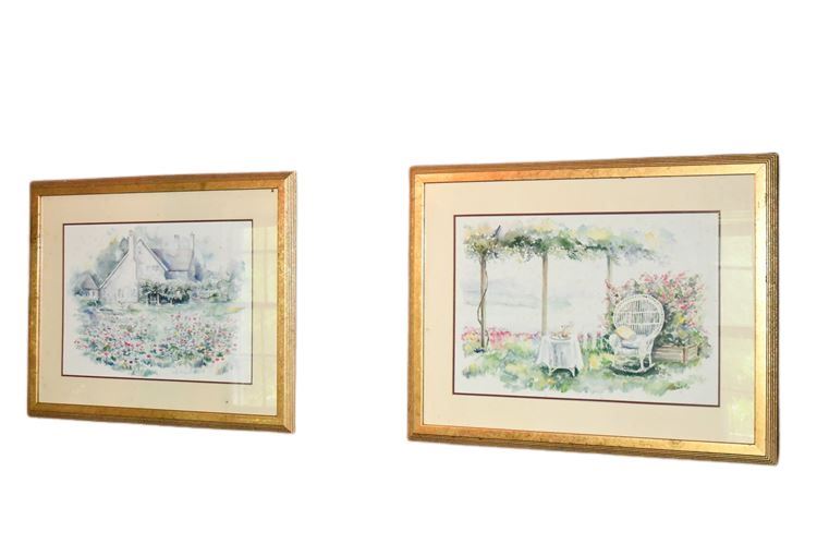 Pair Gilt Framed Landscape Watercolours