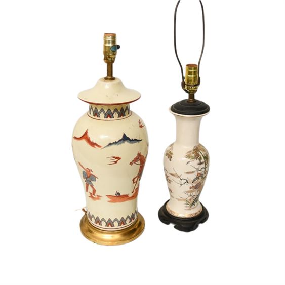 Two (2) Vintage Asian Style Vase Lamps