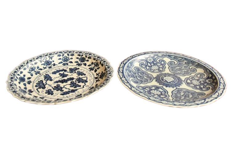 Two (2) Ming Style Blue and White Deep Dish's