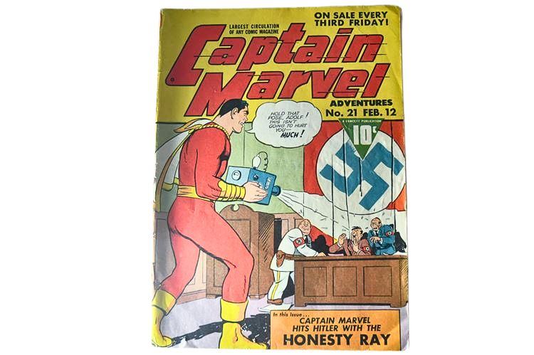 CAPTAIN MARVEL ADVENTURES #21 - - 1943 HITLER/NAZI COVER