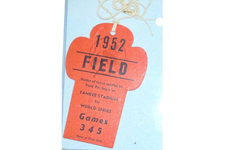 1952 World Series Ticket Press Pass Valid Games 3 4 5 Yankee Stadium