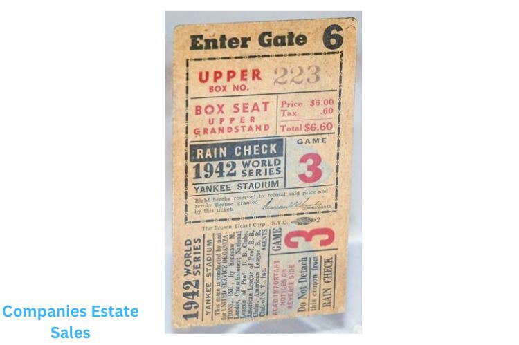 Vintage World Series Yankee Stadium Ticket Stub1942 Year