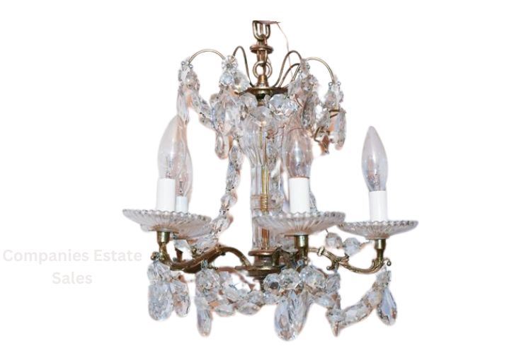 Small Crystal and Brass Chandelier