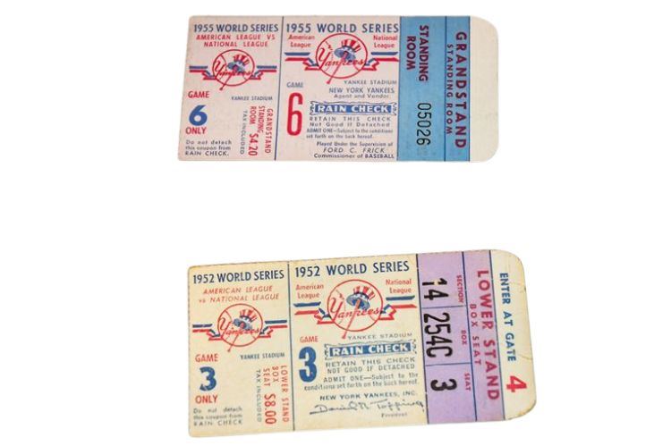 1952 & 1955 World Series Ticket Stubs  New York Yankees