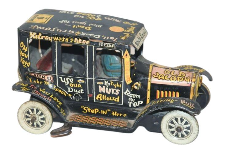 Vintage 1950's Marx Linemar Tin Jalopy Wind-Up Toy Car