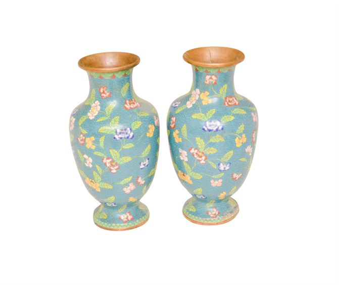 Pair of Chinese Cloisonne Vases