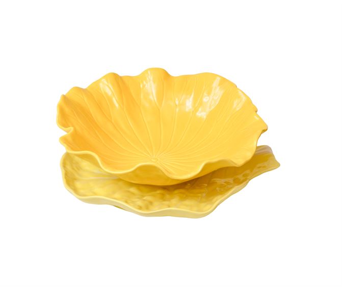 Two (2) Melox Yellow Flora and Cabbage Plates