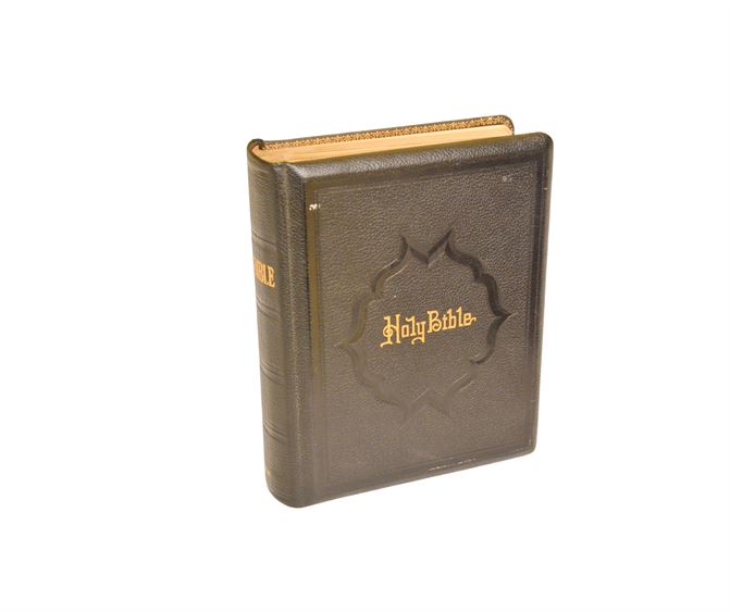 Vintage Illustrated Leather Bound Family  Bible