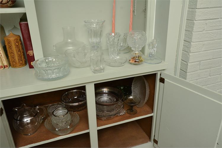 Group Lot of Glassware Located on Shelves