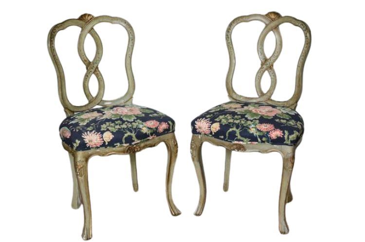 Pair of Floral Italian Style Chairs