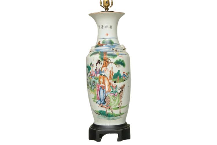 Large Antique Chinese Porcelain Vase Mounted as Lamp