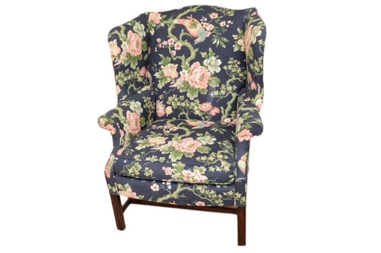 TWO QUEEN ANNE-STYLE WING CHAIRS 20th Century