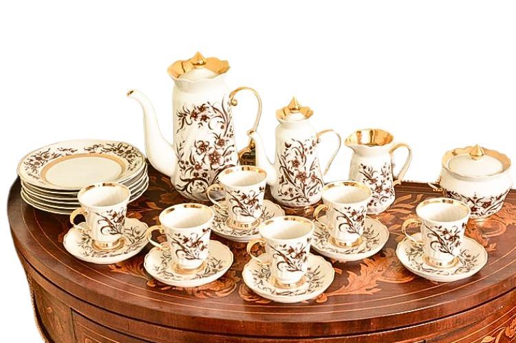 Fine Porcelain Coffee set Ukrainian Korosten Factory Ukraine USSR Vintage 60s